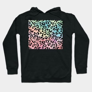 Black leopard print, with rainbow background Hoodie